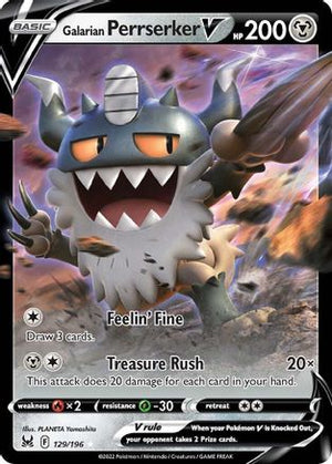 Galarian Perrserker V 129/196 - SWSH11 Lost Origin Holofoil - Poke-Collect