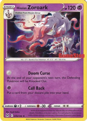 Hisuian Zoroark - 076/196 (Gamestop Exclusive) 76 - Miscellaneous Cards & Products Holofoil - Poke-Collect