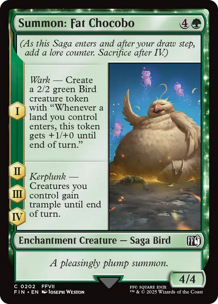 Summon: Fat Chocobo (FIN-202) - FINAL FANTASY: (enchantment) Foil - Poke-Collect