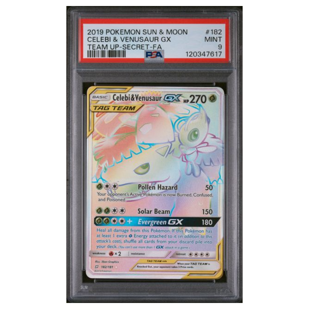 Celebi & Venusaur GX Tag Team Team Up #182 PSA 9 - Poke-Collect