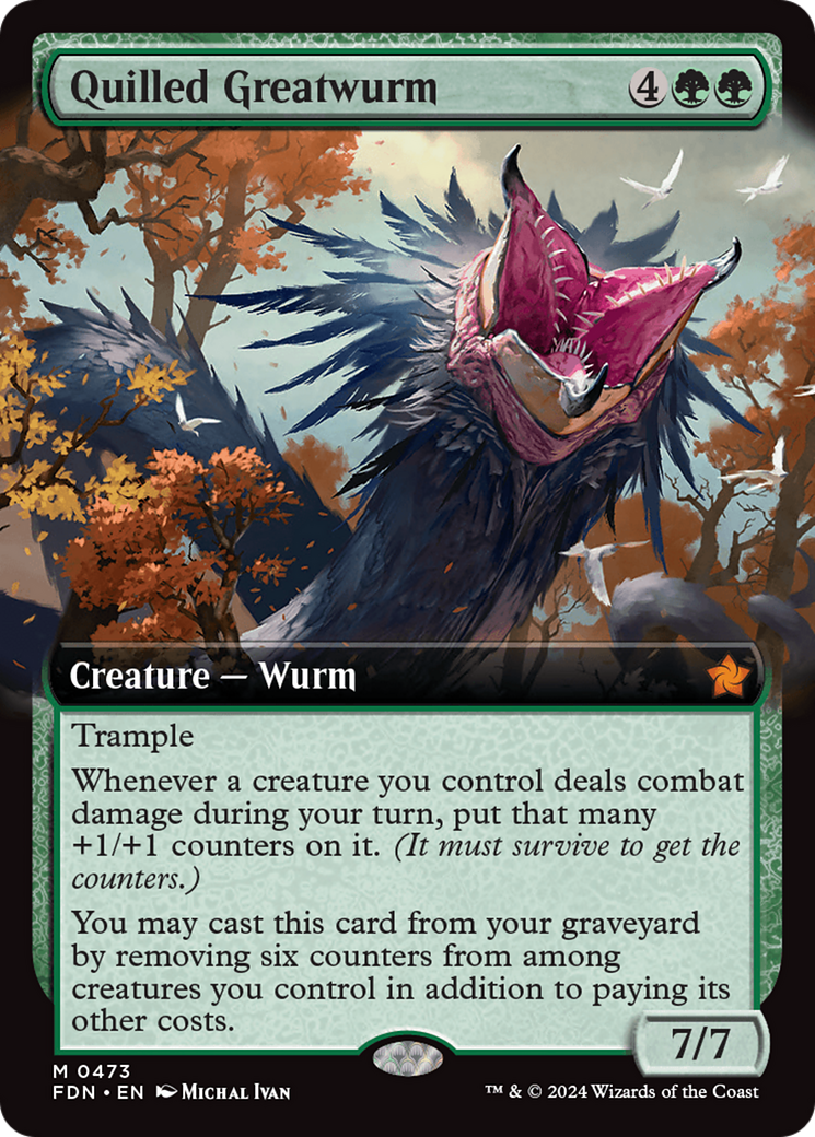 Quilled Greatwurm (FDN-473) - Foundations: (Extended Art) Foil - Poke-Collect
