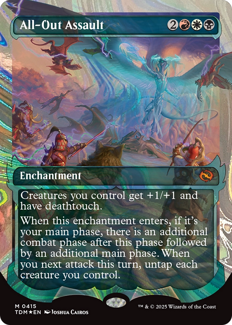 All-Out Assault (TDM-415) - Tarkir: Dragonstorm: (Showcase, enchantment) (Borderless) Foil - Poke-Collect