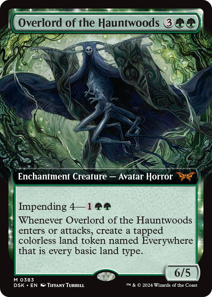 Overlord of the Hauntwoods (DSK-383) - Duskmourn: House of Horror: (Extended Art, enchantment) - Poke-Collect