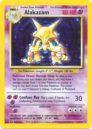 Alakazam 1/102 - Base Set 1st Edition Holofoil - Poke-Collect