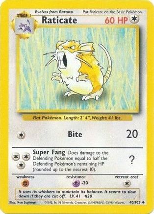 Raticate 40/102 - Base Set - Poke-Collect