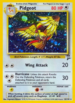 Pidgeot 14/130 - Base Set 2 Holofoil - Poke-Collect