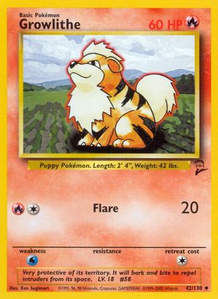 Growlithe 42/130 - Base Set 2 - Poke-Collect