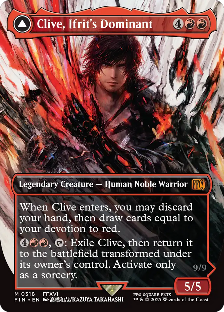 Clive, Ifrit's Dominant // Ifrit, Warden of Inferno (FIN-318) - FINAL FANTASY: (enchantment) (Borderless) Foil - Poke-Collect