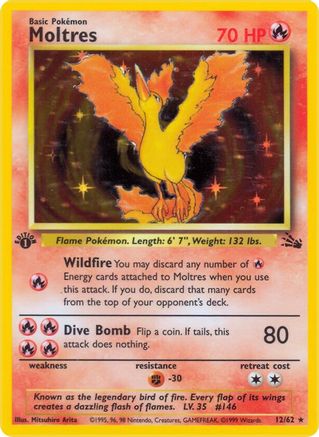 Moltres (12) 12/62 - Fossil 1st Edition Holofoil - Poke-Collect