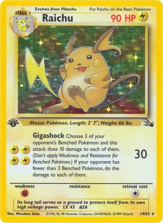 Raichu (14) 14/62 - Fossil 1st Edition Holofoil - Poke-Collect