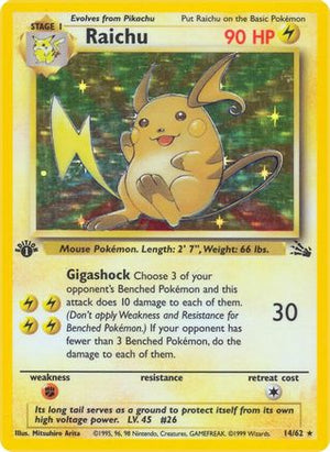 Raichu (14) 14/62 - Fossil Unlimited Holofoil - Poke-Collect