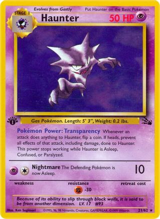 Haunter (21) 21/62 - Fossil 1st Edition - Poke-Collect