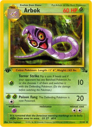 Arbok 31/62 - Fossil 1st Edition - Poke-Collect