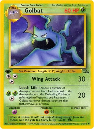Golbat 34/62 - Fossil 1st Edition - Poke-Collect