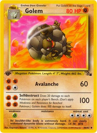 Golem 36/62 - Fossil Unlimited - Poke-Collect