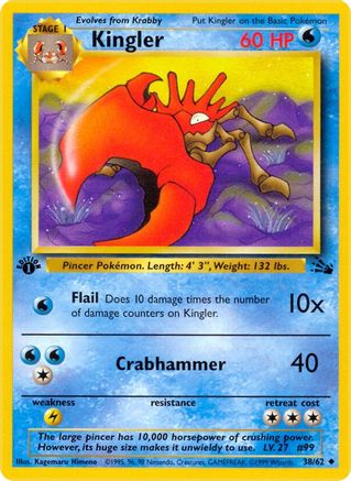 Kingler 38/62 - Fossil 1st Edition - Poke-Collect
