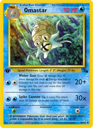 Omastar 40/62 - Fossil 1st Edition - Poke-Collect