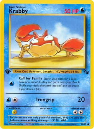 Krabby 51/62 - Fossil Unlimited - Poke-Collect