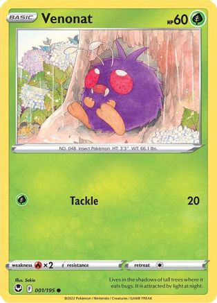 Venonat 1/195 - Silver Tempest Reverse Holofoil - Poke-Collect