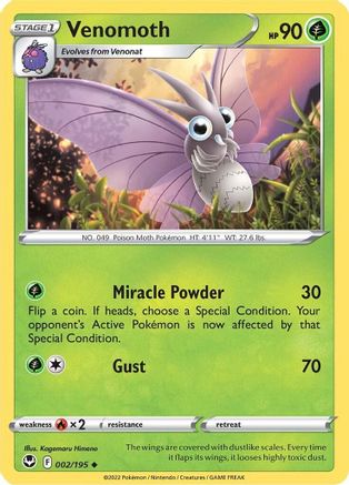 Venomoth 2/195 - Silver Tempest Reverse Holofoil - Poke-Collect