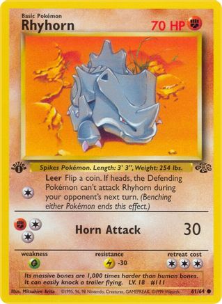 Rhyhorn 61/64 - Jungle 1st Edition - Poke-Collect