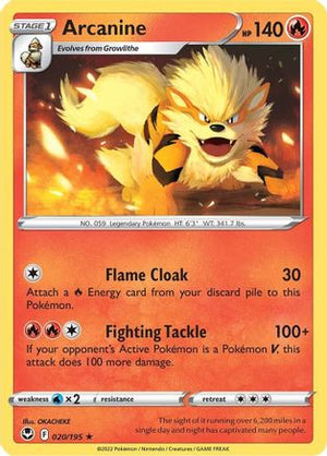 Arcanine 20/195 - SWSH12 Silver Tempest Reverse Holofoil - Poke-Collect