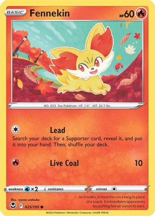 Fennekin 25/195 - SWSH12 Silver Tempest Reverse Holofoil - Poke-Collect