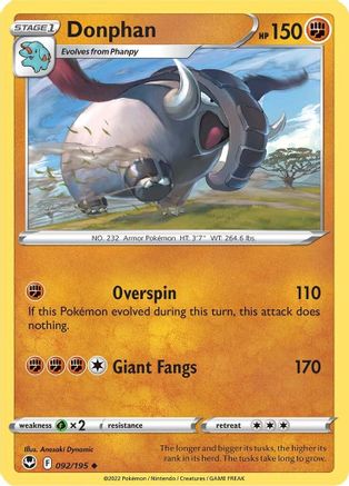 Donphan 92/195 - SWSH12 Silver Tempest Reverse Holofoil - Poke-Collect