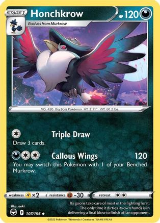 Honchkrow 107/195 - SWSH12 Silver Tempest Reverse Holofoil - Poke-Collect