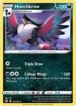 Honchkrow 107/195 - SWSH12 Silver Tempest Reverse Holofoil - Poke-Collect