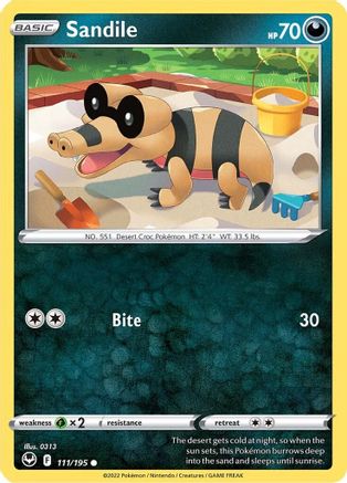 Sandile 111/195 - SWSH12 Silver Tempest Reverse Holofoil - Poke-Collect