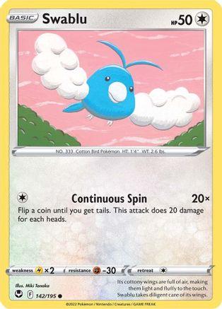 Swablu 142/195 - Silver Tempest - Poke-Collect