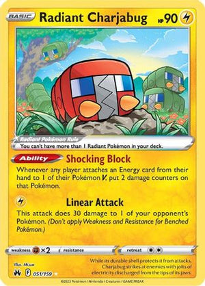 Radiant Charjabug 51/159 - Crown Zenith Holofoil - Poke-Collect