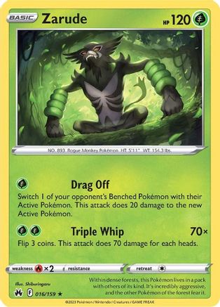 Zarude 16/159 - Crown Zenith Reverse Holofoil - Poke-Collect