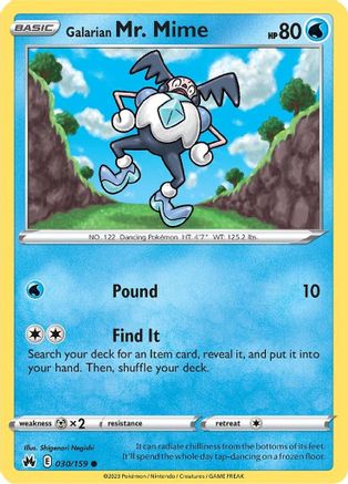 Galarian Mr. Mime 30/159 - Crown Zenith Reverse Holofoil - Poke-Collect