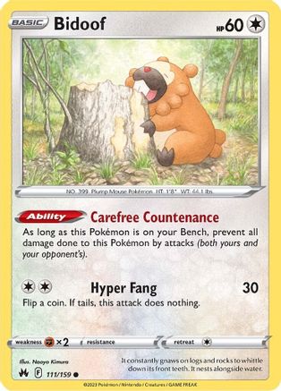 Bidoof 111/159 - Crown Zenith - Poke-Collect
