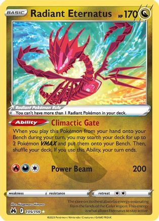 Radiant Eternatus 105/159 - Crown Zenith Holofoil - Poke-Collect