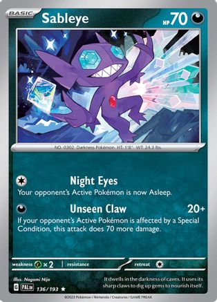 Sableye 136 - SV02 Paldea Evolved Reverse Holofoil - Poke-Collect