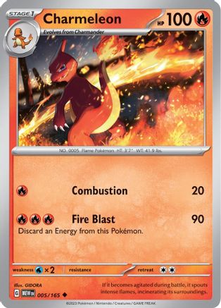 Charmeleon - 005/165 5 - SV Scarlet & Violet 151 Reverse Holofoil - Poke-Collect