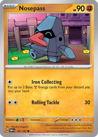 Nosepass 107 - SV03 Obsidian Flames Reverse Holofoil - Poke-Collect