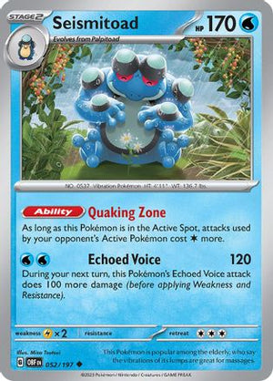 Seismitoad 52 - SV03 Obsidian Flames Reverse Holofoil - Poke-Collect