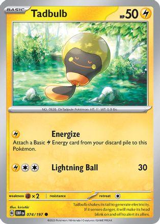 Tadbulb 074/197 74 - SV03 Obsidian Flames Reverse Holofoil - Poke-Collect