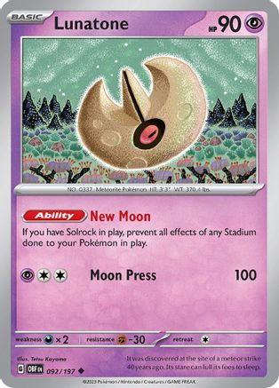 Lunatone 92 - SV03 Obsidian Flames Reverse Holofoil - Poke-Collect