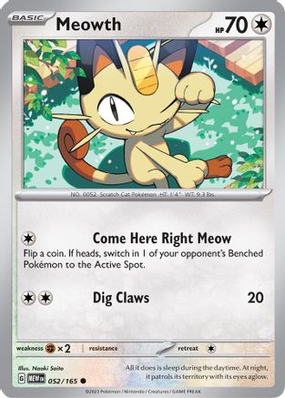 Meowth 52 - SV Scarlet & Violet 151 Reverse Holofoil - Poke-Collect