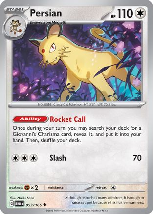 Persian 53 - SV Scarlet & Violet 151 - Poke-Collect
