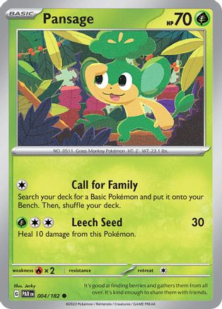 Pansage 4 - SV04 Paradox Rift Reverse Holofoil - Poke-Collect