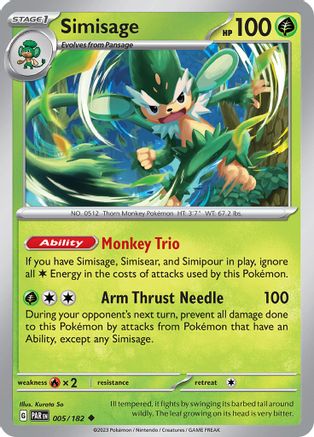 Simisage 5 - SV04 Paradox Rift Reverse Holofoil - Poke-Collect