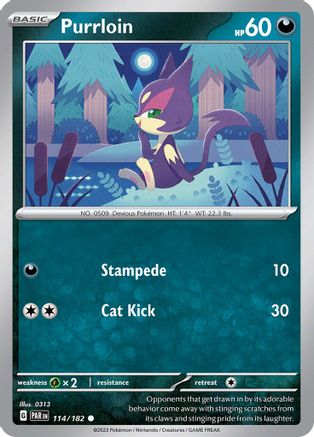 Purrloin 114 - SV04 Paradox Rift Reverse Holofoil - Poke-Collect