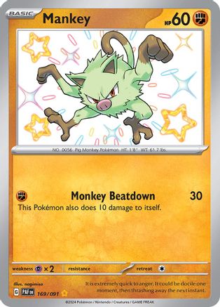 Mankey - 169/091 169 - SV Paldean Fates Holofoil - Poke-Collect
