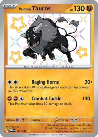 Paldean Tauros - 172/091 172 - SV Paldean Fates Holofoil - Poke-Collect